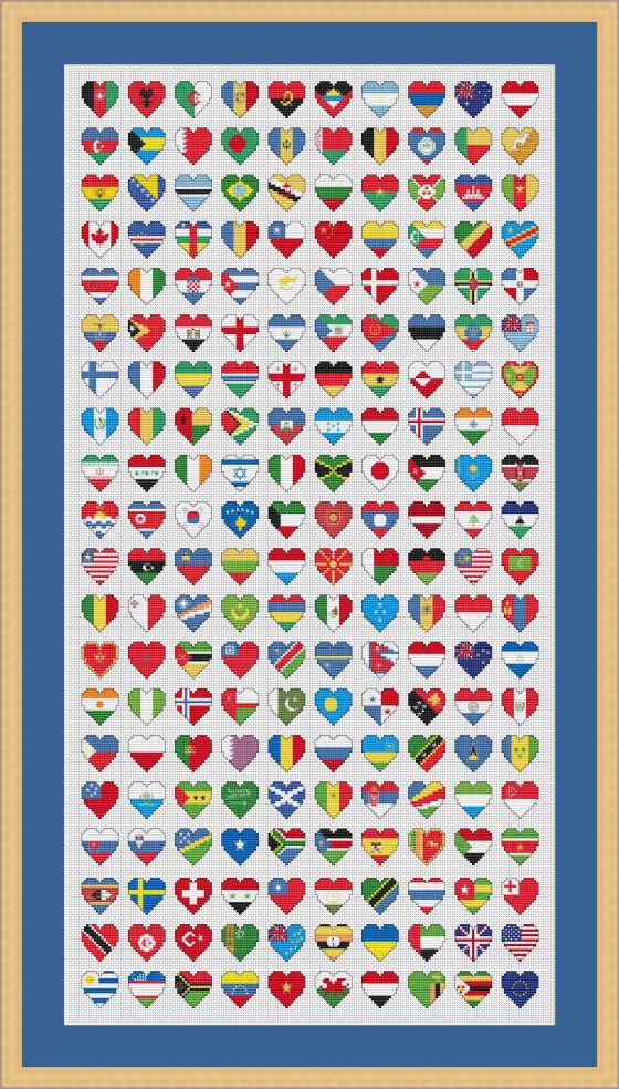 Stitch all 200 of these flags of the world in the Cross Stitch Crazee Facebook Group Stitch-a-Long for 2015!